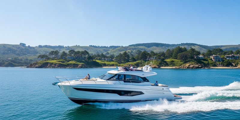 Infographic showing Jeanneau Leader key benefits: Performance hull design by Michael Peters for conf…