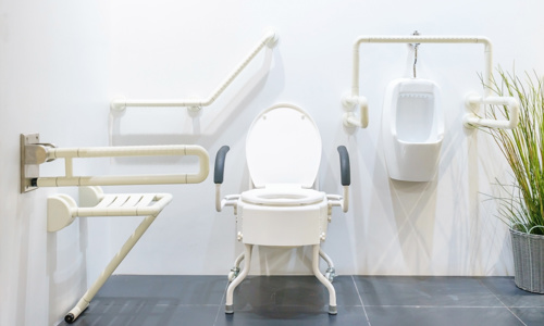 A white bathroom safety.