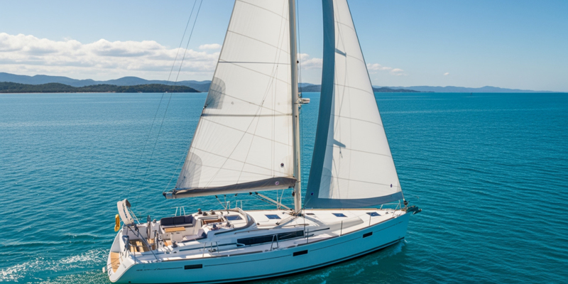 Jeanneau Sun Odyssey sailboat cruising on the Chesapeake Bay at sunset - Jeanneau Sun Odyssey Sailbo…