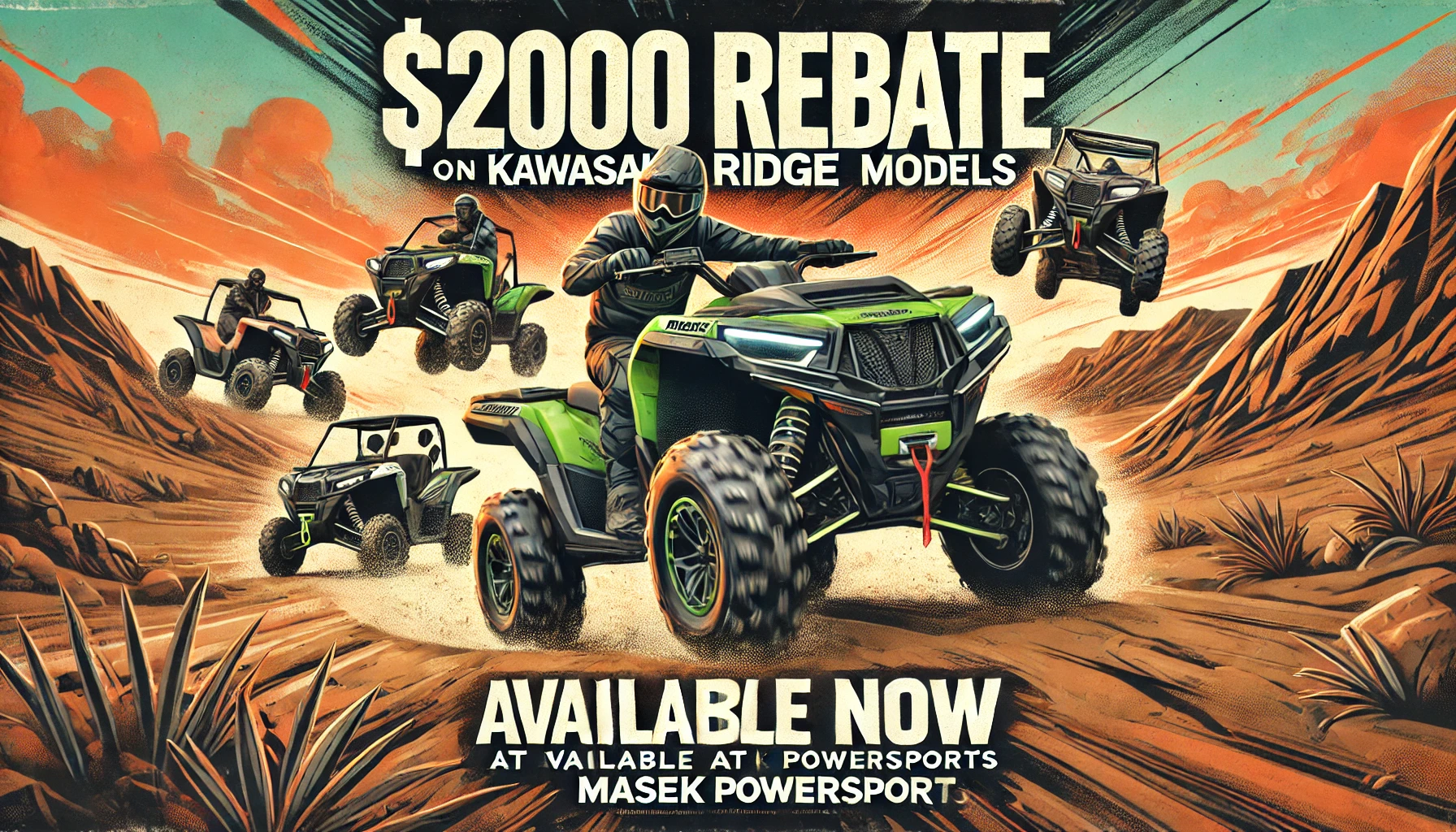 Unleash Adventure and Save Big with Masek PowerSports – $2,000 Rebate on Kawasaki Ridge Models!